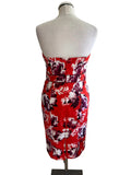 COAST RED FLORAL PRINT DETACHABLE STRAPS PENCIL DRESS  SIZE 10