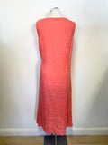 D.E.C.K. BY DECOLLAGE CORAL LINEN TIE FRONT A-LINE MIDI DRESS SIZE M