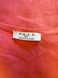 D.E.C.K. BY DECOLLAGE CORAL LINEN TIE FRONT A-LINE MIDI DRESS SIZE M