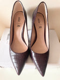 ATELIER BORDEAUX CROC PRINT LEATHER HEELS SIZE 4/37