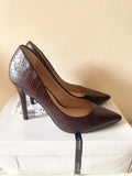 ATELIER BORDEAUX CROC PRINT LEATHER HEELS SIZE 4/37