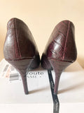 ATELIER BORDEAUX CROC PRINT LEATHER HEELS SIZE 4/37