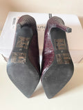 ATELIER BORDEAUX CROC PRINT LEATHER HEELS SIZE 4/37