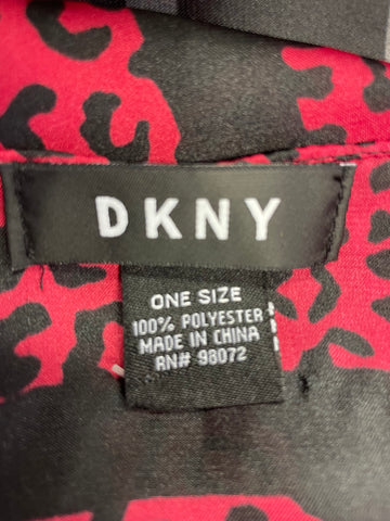 DKNY RED &  BLACK LEOPARD PRINT SCARF