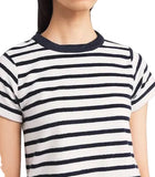 BRAND NEW ME+EM IVORY & NAVY STRIPED TOWELLING BABY TEE TOP  SIZE 8