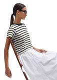BRAND NEW ME+EM IVORY & NAVY STRIPED TOWELLING BABY TEE TOP  SIZE 8