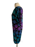 DIANE VON FURSTENBERG 100% SILK BLACK & MULTI COLOUR SPOT SHIFT DRESS SIZE 6 UK 10