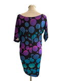 DIANE VON FURSTENBERG 100% SILK BLACK & MULTI COLOUR SPOT SHIFT DRESS SIZE 6 UK 10