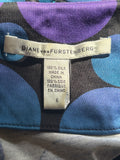 DIANE VON FURSTENBERG 100% SILK BLACK & MULTI COLOUR SPOT SHIFT DRESS SIZE 6 UK 10