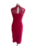 COAST CERISE PINK & LACE TRIMMED BODICE PENCIL DRESS  SIZE 8