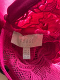 COAST CERISE PINK & LACE TRIMMED BODICE PENCIL DRESS  SIZE 8