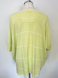 OSKA LIME STRIPE HEMP & COTTON BLEND SHORT SLEEVED RELAXED FIT TOP SIZE 1 APPROX 14/16