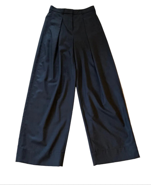 BRAND NEW ME+EM 100% WOOL NAVY WIDE LEG PLEATED FRONT TROUSERS SIZE 6