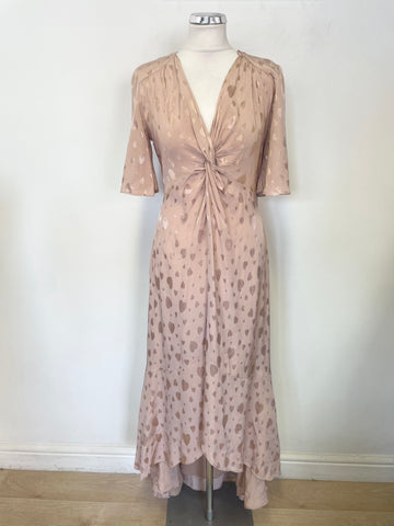 MONSOON OYSTER BEIGE SHORT SLEEVED SPECIAL OCCASION LONG DRESS SIZE 10