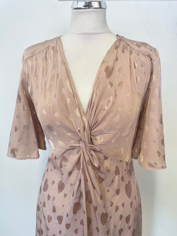 MONSOON OYSTER BEIGE SHORT SLEEVED SPECIAL OCCASION LONG DRESS SIZE 10