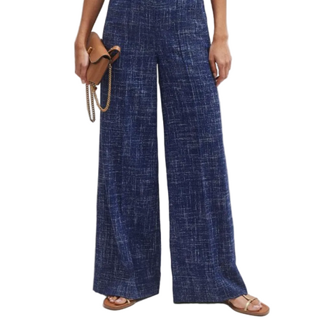 BRAND NEW WITHOUT TAGS ME+EM NAVY BLUE TWEED WIDE LEG JUMPSUIT SIZE 8
