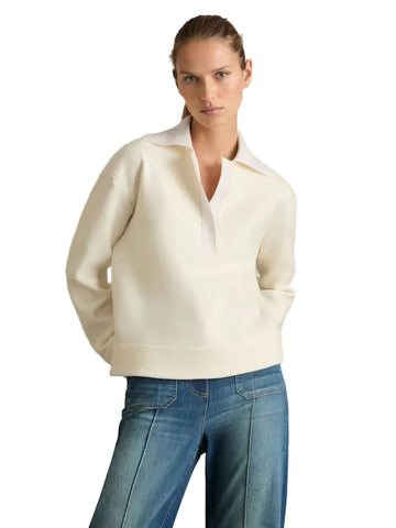 REISS AMY CREAM COLLARED LONG SLEEVED JUMPER SIZE XS