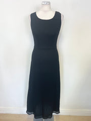 JIGSAW BLACK SLEEVELESS FIT & FLARE MIDI DRESS SIZE 1 UK 8