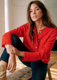 LA MAILLE SEZANE 100% MERINO WOOL CORAL RED BETTY CARDIGAN SIZE XS