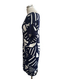 RALPH LAUREN NAVY & WHITE PRINT SHIFT DRESS SIZE M