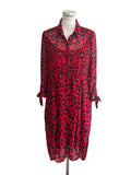 MINT VELVET RED & BLACK ANIMAL PRINT 3/4 TIE SLEEVE DRESS SIZE 12