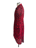 MINT VELVET RED & BLACK ANIMAL PRINT 3/4 TIE SLEEVE DRESS SIZE 12