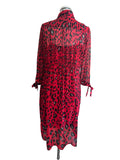 MINT VELVET RED & BLACK ANIMAL PRINT 3/4 TIE SLEEVE DRESS SIZE 12