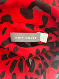 MINT VELVET RED & BLACK ANIMAL PRINT 3/4 TIE SLEEVE DRESS SIZE 12