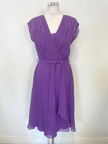 HOBBS PURPLE 100% SILK TIE WAIST SPECIAL OCCASION DRESS SIZE 10