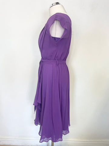 HOBBS PURPLE 100% SILK TIE WAIST SPECIAL OCCASION DRESS SIZE 10