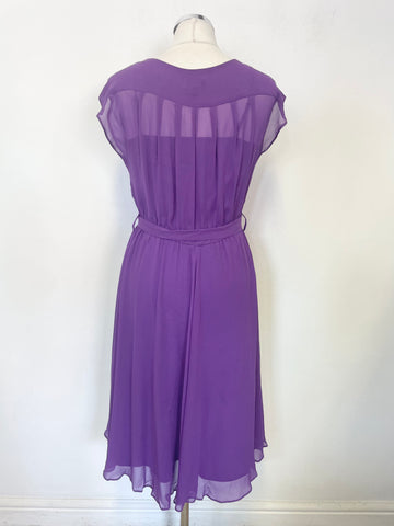 HOBBS PURPLE 100% SILK TIE WAIST SPECIAL OCCASION DRESS SIZE 10