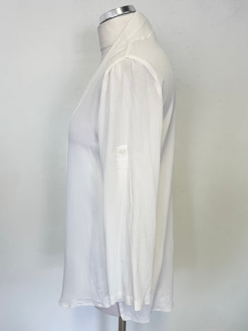 RIANI WHITE 100% SILK 3/4 SLEEVED V NECKLINE BLOUSE SIZE M