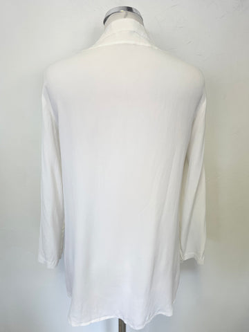 RIANI WHITE 100% SILK 3/4 SLEEVED V NECKLINE BLOUSE SIZE M