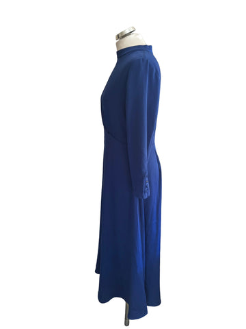 MARKS & SPENCER ROYAL BLUE 3/4 SLEEVED MIDI DRESS SIZE 12