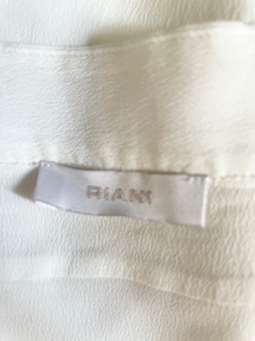RIANI WHITE 100% SILK 3/4 SLEEVED V NECKLINE BLOUSE SIZE M