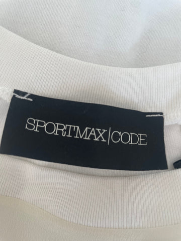 SPORTMAX/CODE IVORY SILK FRONT SHORT FLUTTER SLEEVE TOP SIZE 36 UK 8