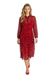 MINT VELVET RED & BLACK ANIMAL PRINT 3/4 TIE SLEEVE DRESS SIZE 12