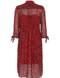 MINT VELVET RED & BLACK ANIMAL PRINT 3/4 TIE SLEEVE DRESS SIZE 12