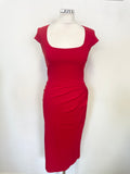 SO COUTURE RED SCOOP NECK CAP SLEEVED BODYCON DRESS SIZE 12