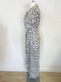 ASPIGA IVORY, GREY & BEIGE PRINT CAP SLEEVED MAXI DRESS SIZE S/M