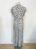 ASPIGA IVORY, GREY & BEIGE PRINT CAP SLEEVED MAXI DRESS SIZE S/M