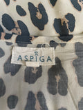 ASPIGA IVORY, GREY & BEIGE PRINT CAP SLEEVED MAXI DRESS SIZE S/M