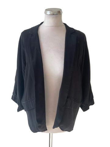 WHISTLES 100% SILK RELAXED FIT BLACK BATWING JACKET SIZE 10