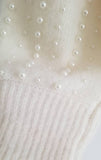 LA MAILLE SEZANE ECRU MOHAIR BLEND PEARL BEAD TRIMMED LONG SLEEVED JUMPER  SIZE XS