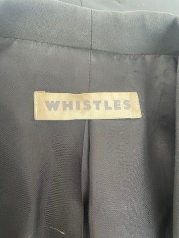 WHISTLES BLACK V NECKLINE TAILORED SUIT JACKET SIZE 14