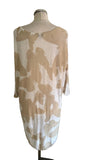 PHASE EIGHT 100% LINEN BEIGE & WHITE BUTTERFLY PRINT FINE KNIT OVERSIZED JUMPER  SIZE 14