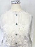 THE KOOPLES WHITE COTTON BRODIERE ANGLAISE TRIMMED MIDI DRESS SIZE 1 UK 8