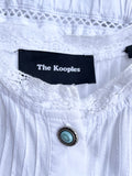 THE KOOPLES WHITE COTTON BRODIERE ANGLAISE TRIMMED MIDI DRESS SIZE 1 UK 8