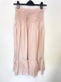 TORY BURCH PINK SILK SMOCKED WAIST TIERED MIDI SKIRT SIZE 2 UK 10