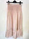TORY BURCH PINK SILK SMOCKED WAIST TIERED MIDI SKIRT SIZE 2 UK 10